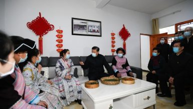 President Xi Jinping visits villagers of Huawu Village, Xinren Miao Township of Qianxi County, Bijie, southwest China's Guizhou Province, Feb. 3, 2021.(Xinhua/Li Xueren)