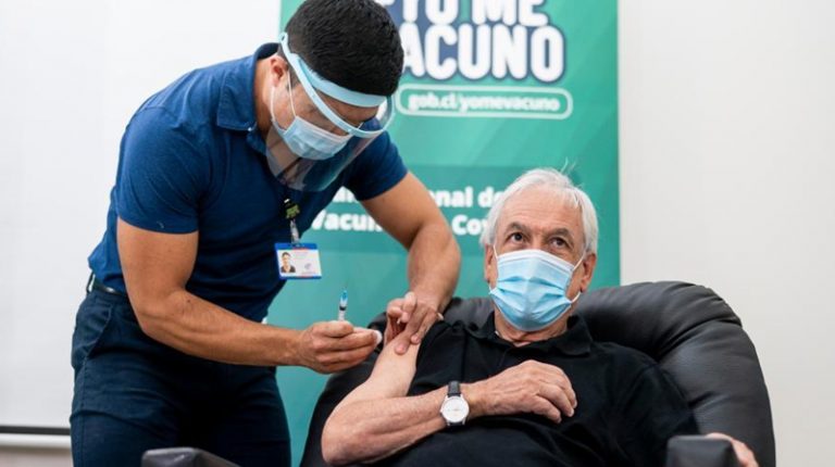 Chile's President Sebastian Pinera on Friday received the first dose of the Chinese vaccine developed by pharmaceutical firm Sinovac