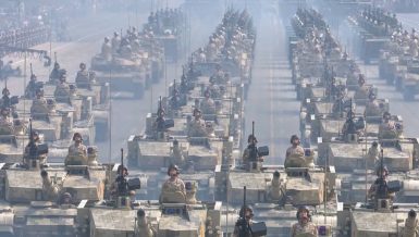 Is China ramping up military spending?Chinese armed forces: People's Liberation Army (PLA) during a military parade in China.