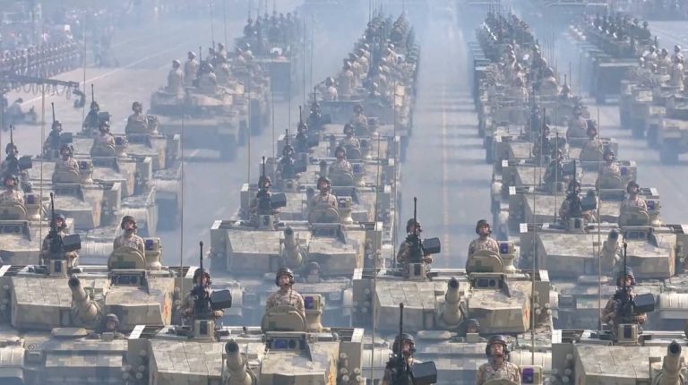 Is China ramping up military spending?Chinese armed forces: People's Liberation Army (PLA) during a military parade in China.