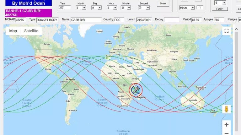 chinese rocket crash location map