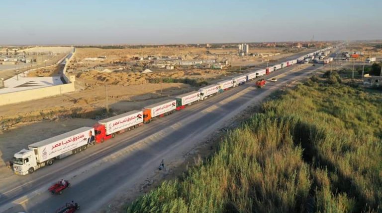 Egypt provides 130 trucks of aid to Palestinians