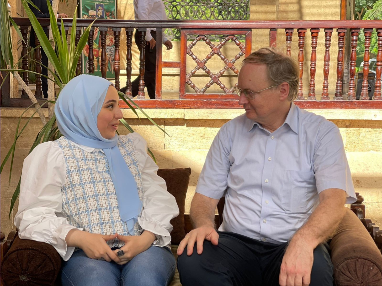 Head of the European Union (EU) Delegation to Egypt Christian Berger with Daily News Egypt reporter