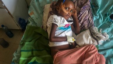In this photo provided anonymously, Genet Mehari, 5, is treated for malnutrition but with limited medicine, at the Ayder Referral Hospital in Mekele, in the Tigray region of northern Ethiopia, Tuesday, Sept. 28, 2021. In the regional capital Mekele, a year of war and months of government-enforced deprivation have left the city of a half-million people with a rapidly shrinking stock of food, fuel, medicine and cash. (AP Photo)